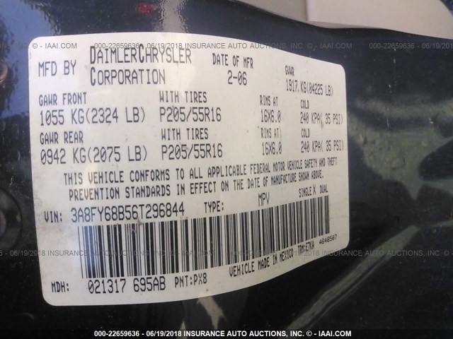 3A8FY68B56T296844 - 2006 CHRYSLER PT CRUISER LIMITED BLACK photo 9