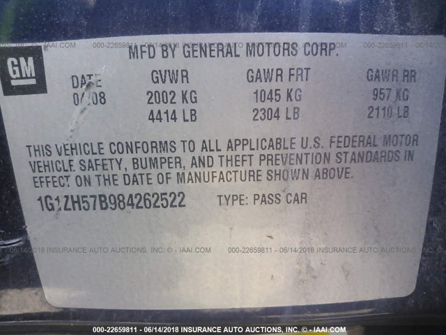 1G1ZH57B984262522 - 2008 CHEVROLET MALIBU 1LT 黑色 照片 9