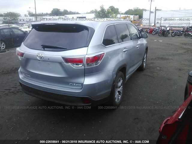 5TDJKRFH9FS171481 - 2015 TOYOTA HIGHLANDER XLE ვერცხლისფერი ფოტო 4