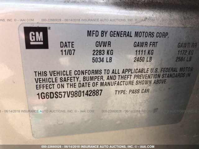 1G6DS57V980142887 - 2008 CADILLAC CTS HI FEATURE V6 GOLD photo 9