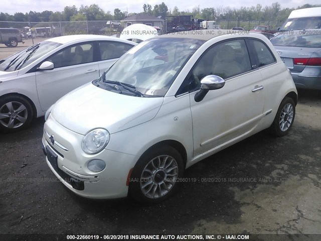 3C3CFFER4CT120031 - 2012 FIAT 500 LOUNGE WHITE photo 2