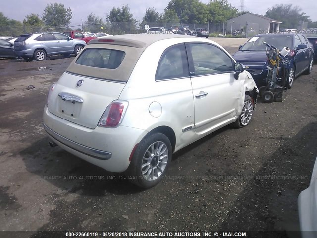 3C3CFFER4CT120031 - 2012 FIAT 500 LOUNGE WHITE photo 4