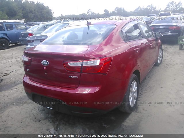 KNADN4A38D6189533 - 2013 KIA RIO EX/SX RED photo 4