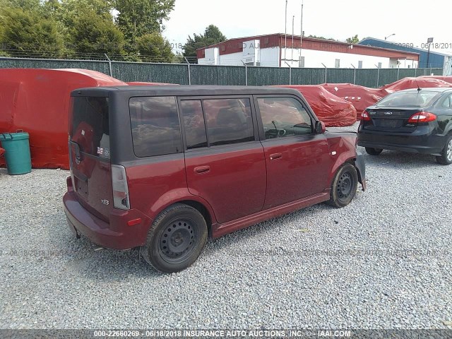 JTLKT324864092627 - 2006 TOYOTA SCION XB მუქწითელი ფოტო 4