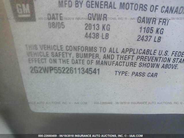2G2WP552261134541 - 2006 PONTIAC GRAND PRIX TAN photo 9