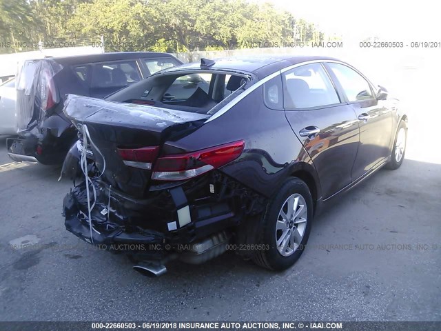 5XXGT4L39JG210003 - 2018 KIA OPTIMA LX/S PURPLE photo 4