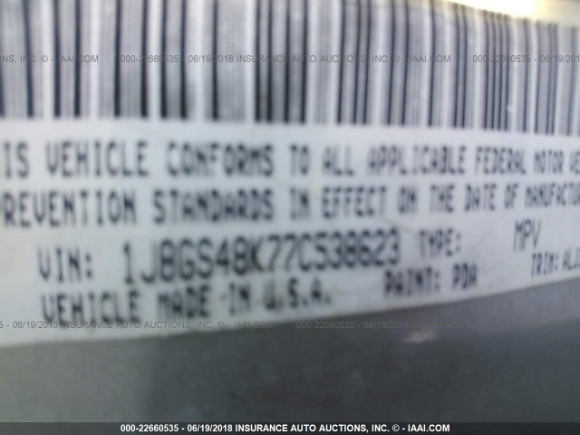 1J8GS48K77C538623 - 2007 JEEP GRAND CHEROKEE LAREDO/COLUMBIA/FREEDOM 银色 照片 9