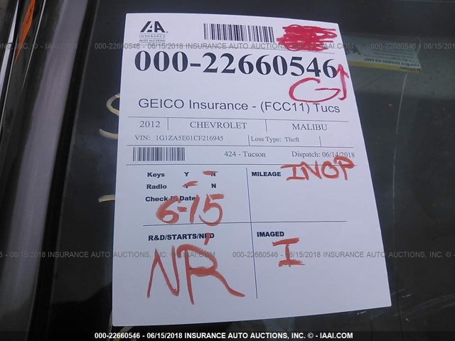 1G1ZA5E01CF216945 - 2012 CHEVROLET MALIBU LS ოქროსფერი ფოტო 7