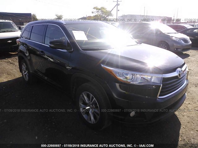 5TDJKRFH8FS122322 - 2015 TOYOTA HIGHLANDER XLE BLACK photo 1