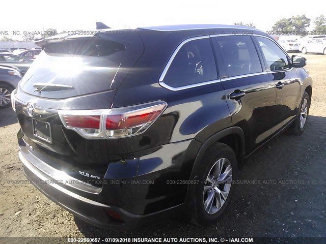 5TDJKRFH8FS122322 - 2015 TOYOTA HIGHLANDER XLE შავი ფოტო 4