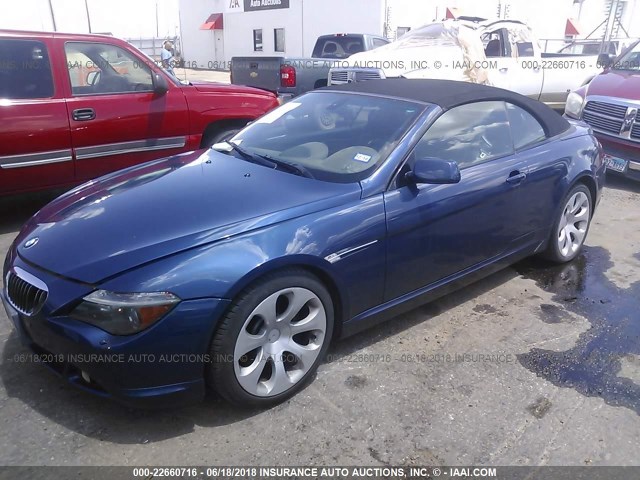 WBAEK73485B261036 - 2005 BMW 645 CI AUTOMATIC BLUE photo 2