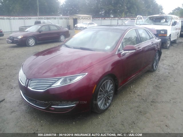 3LN6L2G94DR806474 - 2013 LINCOLN MKZ RED photo 2