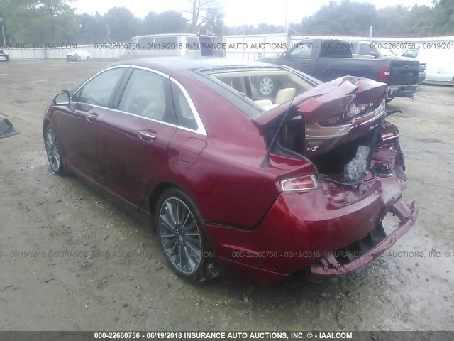 3LN6L2G94DR806474 - 2013 LINCOLN MKZ RED photo 3