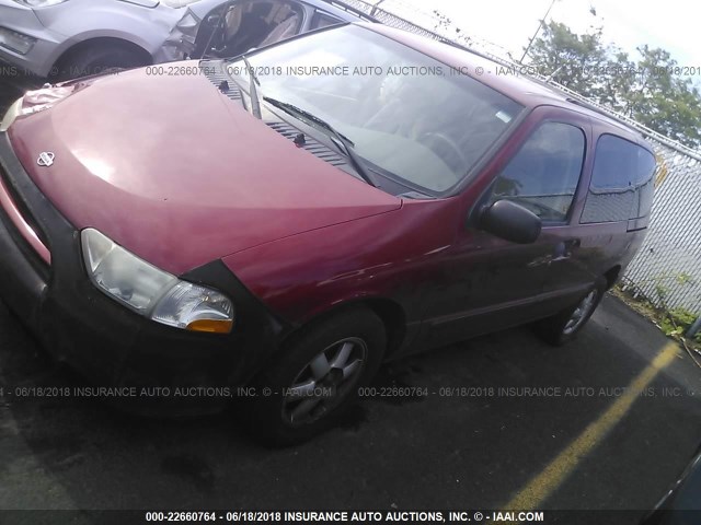 4N2ZN15T42D800391 - 2002 NISSAN QUEST GXE RED photo 2