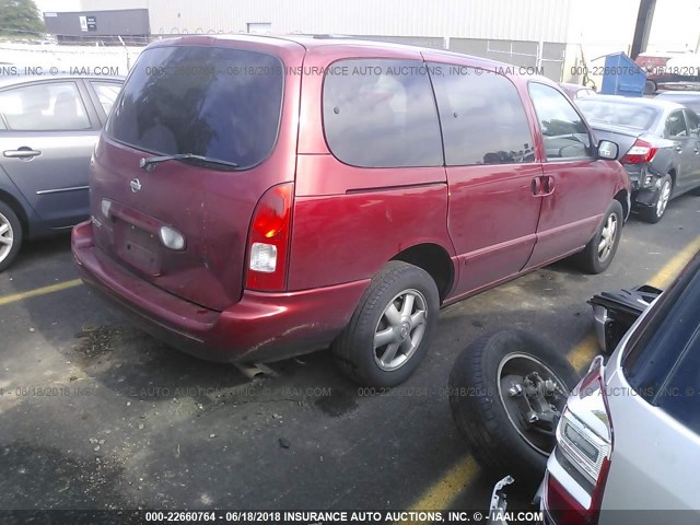 4N2ZN15T42D800391 - 2002 NISSAN QUEST GXE RED photo 4