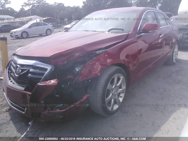 1G6AB5RA2D0112847 - 2013 CADILLAC ATS LUXURY RED photo 2