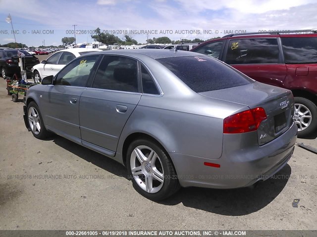 WAUDF78E28A059322 - 2008 AUDI A4 2.0T QUATTRO SILVER photo 3