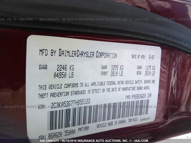 2C3KA53G77H855123 - 2007 CHRYSLER 300 TOURING RED photo 9