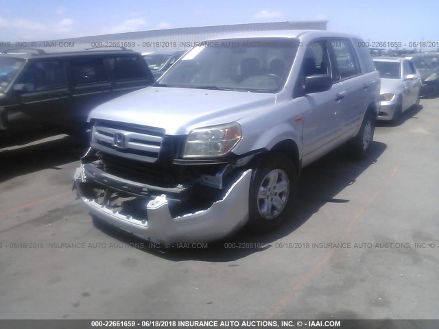 5FNYF281X7B009021 - 2007 HONDA PILOT LX SILVER photo 2