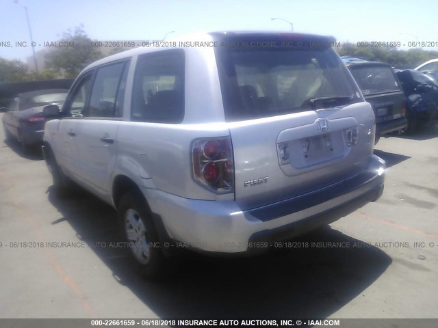 5FNYF281X7B009021 - 2007 HONDA PILOT LX SILVER photo 3