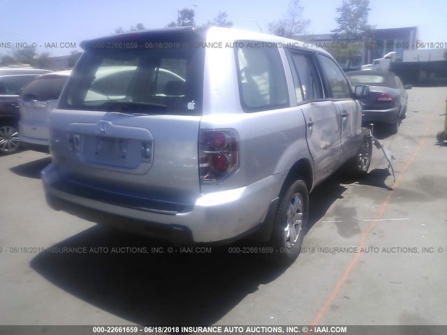 5FNYF281X7B009021 - 2007 HONDA PILOT LX SILVER photo 4