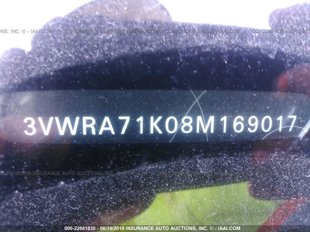 3VWRA71K08M169017 - 2008 VOLKSWAGEN JETTA WOLFSBURG 红色 照片 9