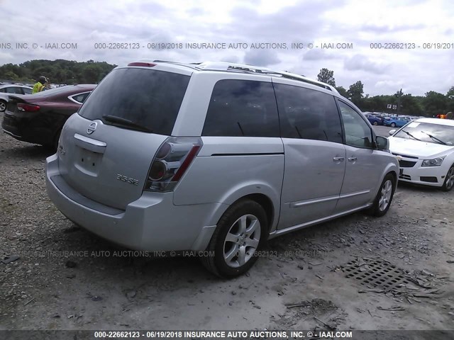 5N1BV28U07N141222 - 2007 NISSAN QUEST S/SE/SL SILVER photo 4