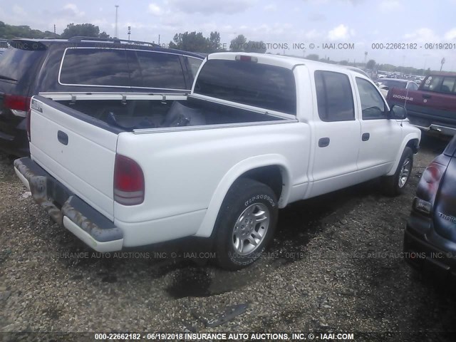 1D7HL38N93S105355 - 2003 DODGE DAKOTA QUAD SPORT WHITE photo 4