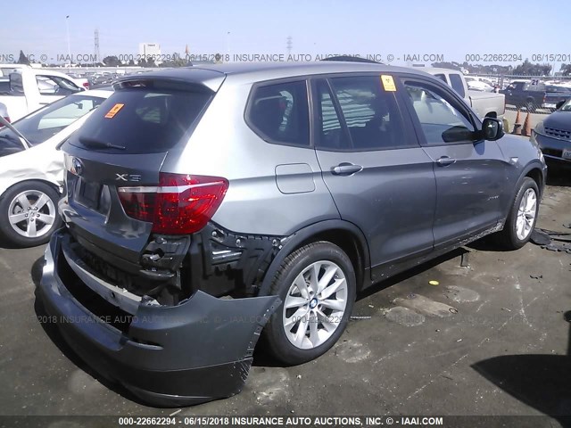 5UXWX9C58E0D38272 - 2014 BMW X3 XDRIVE28I GRAY photo 4