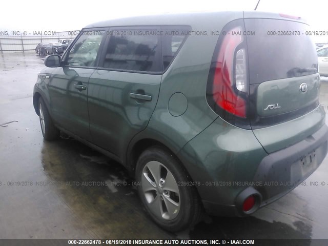 KNDJN2A26E7029373 - 2014 KIA SOUL GREEN photo 3