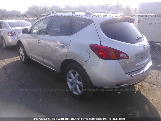 JN8AZ18U99W027767 - 2009 NISSAN MURANO S/SL SILVER photo 3