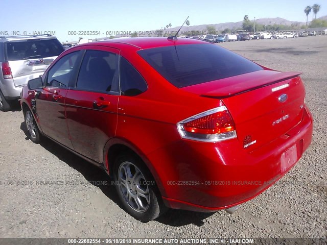 1FAHP35N38W265210 - 2008 FORD FOCUS SE/SEL/SES RED photo 3