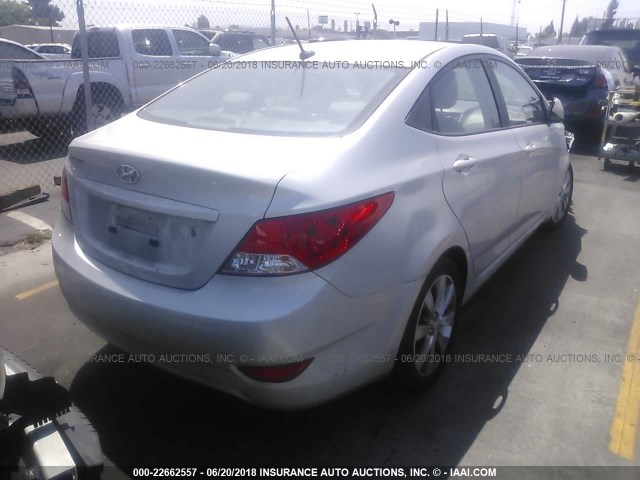 KMHCU4AE8EU776102 - 2014 HYUNDAI ACCENT GLS/SE SILVER photo 4