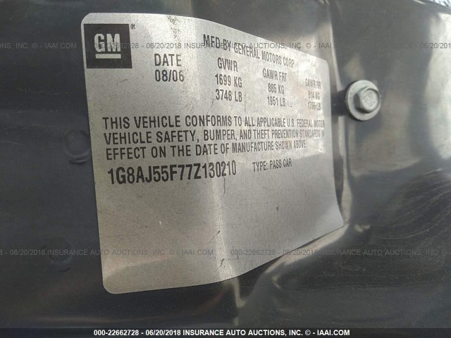 1G8AJ55F77Z130210 - 2007 SATURN ION LEVEL 2 Gümüş foto 9