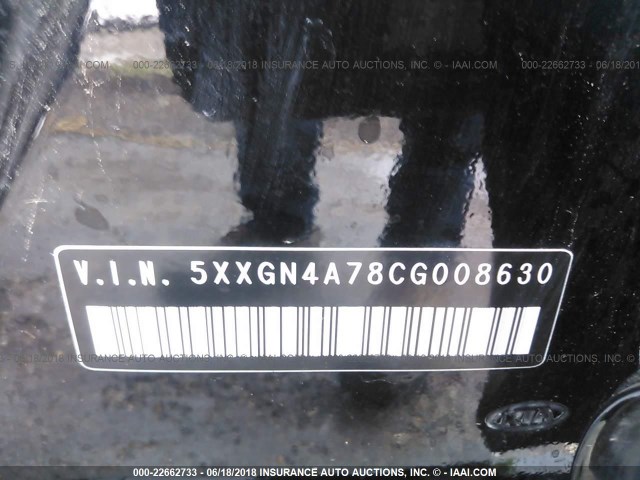 5XXGN4A78CG008630 - 2012 KIA OPTIMA EX BLACK photo 9