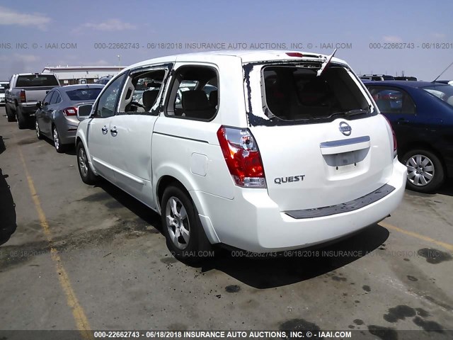 5N1BV28U47N117795 - 2007 NISSAN QUEST S/SE/SL WHITE photo 3