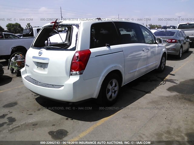 5N1BV28U47N117795 - 2007 NISSAN QUEST S/SE/SL WHITE photo 4