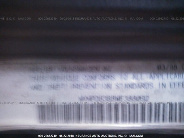 WVWPD63B8WE388092 - 1998 VOLKSWAGEN PASSAT GLX 黑色 照片 9