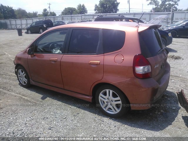 JHMGD38608S015402 - 2008 HONDA FIT SPORT ORANGE photo 3