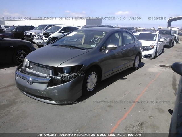 JHMFA36228S016698 - 2008 HONDA CIVIC HYBRID GRAY photo 2