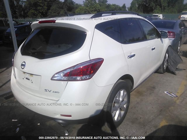 JN8AZ1MW1CW223958 - 2012 NISSAN MURANO S/SL/LE WHITE photo 4