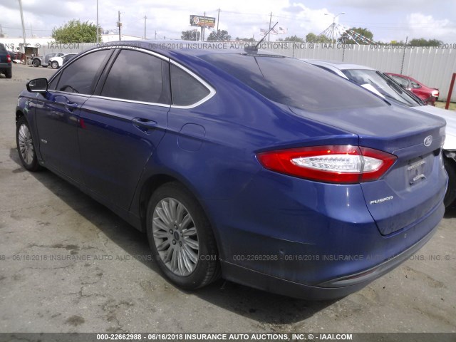 3FA6P0LU5ER328905 - 2014 FORD FUSION SE HYBRID BLUE photo 3