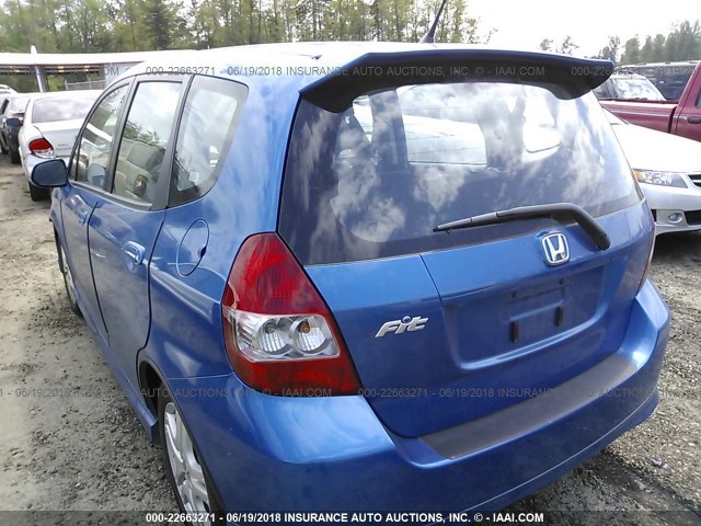 JHMGD38637S018597 - 2007 HONDA FIT S BLUE photo 3