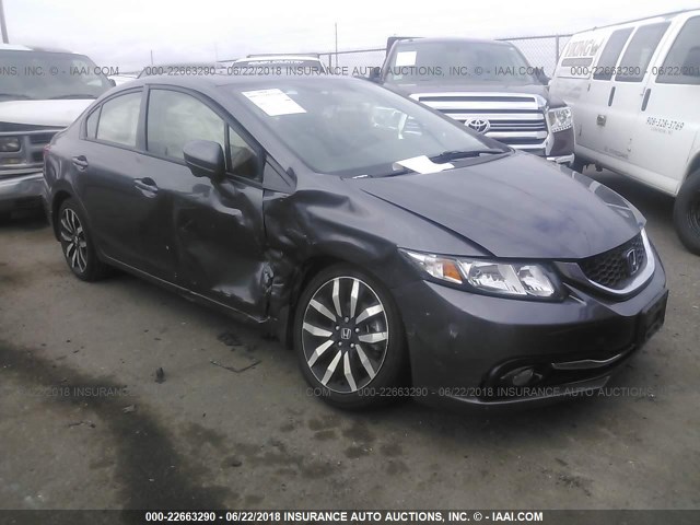 19XFB2F90FE255768 - 2015 HONDA CIVIC EXL GRAY photo 1
