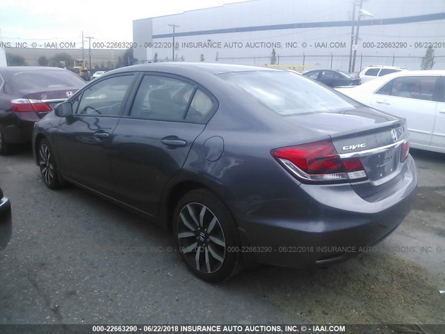 19XFB2F90FE255768 - 2015 HONDA CIVIC EXL GRAY photo 3