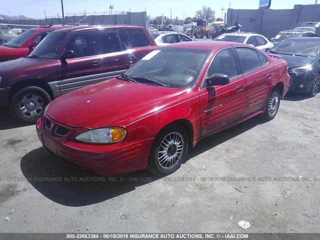 1G2NF52T5YC510044 - 2000 PONTIAC GRAND AM SE1 RED photo 2