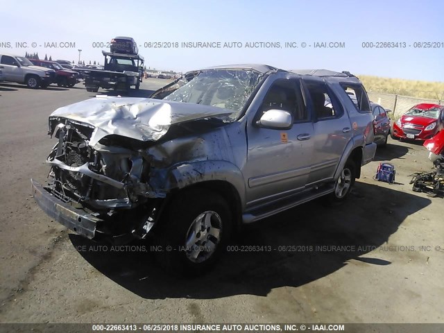 5TDBT48A92S093976 - 2002 TOYOTA SEQUOIA LIMITED SILVER photo 2