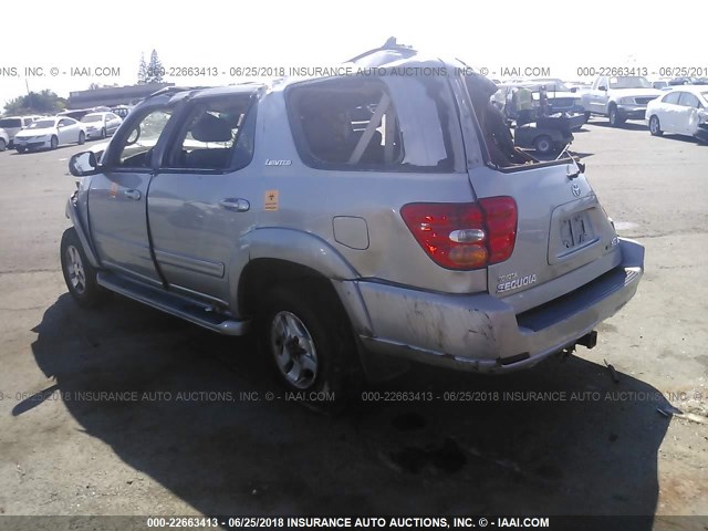 5TDBT48A92S093976 - 2002 TOYOTA SEQUOIA LIMITED SILVER photo 3