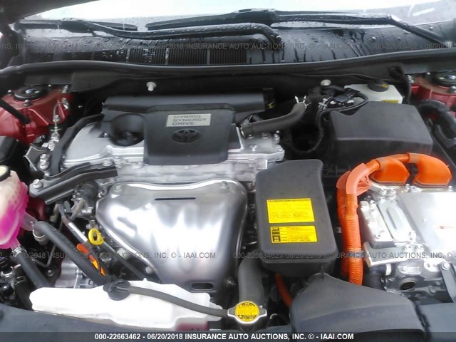 4T1BD1FK8CU039780 - 2012 TOYOTA CAMRY HYBRID/LE/XLE 红色 照片 10