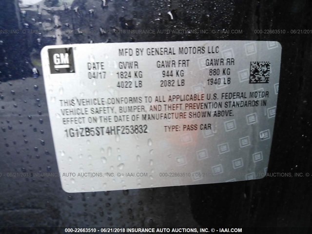 1G1ZB5ST4HF253832 - 2017 CHEVROLET MALIBU LS ლურჯი ფოტო 9